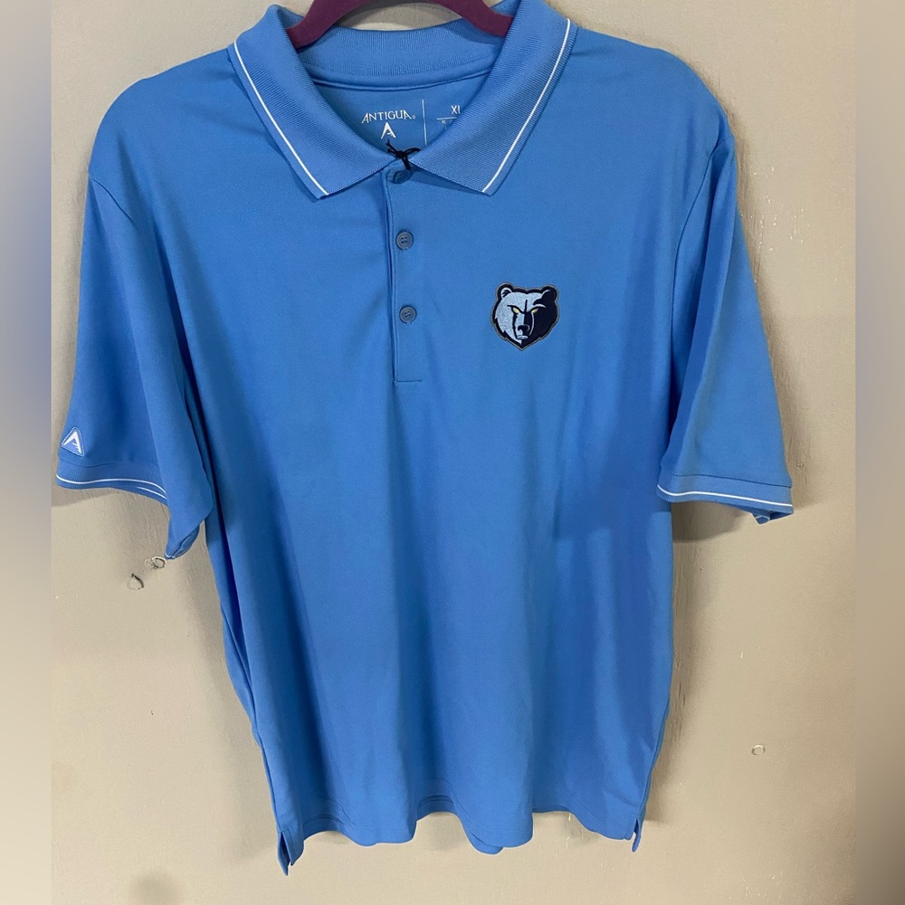 Antigua Light Blue Grizzlies Men's POLO with Logo NWT